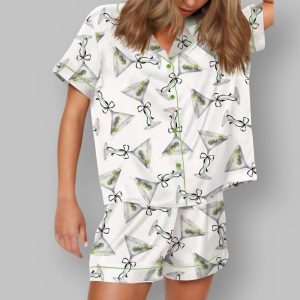 Martini Bow Satin Pajama Set