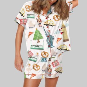 Christmas New York Satin Pajama Set
