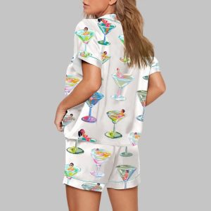 In Martini Print Pajama Set