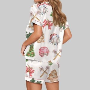 Coquette Christmas Baseball Satin Pajama Set