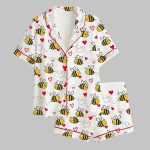 Bee Kind Love Heart Valentine's Day Satin Pajama Set