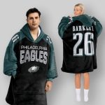 Black Saquon Barkley Eagles Football Unisex Blanket Hoodie