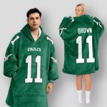 Brown 11 Eagles Football Unisex Blanket Hoodie