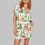Champagne Cognac Wine Beer Print Pajama Set
