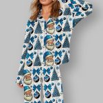 Christmas Tree Santa Dodgers Baseball Pajama Set