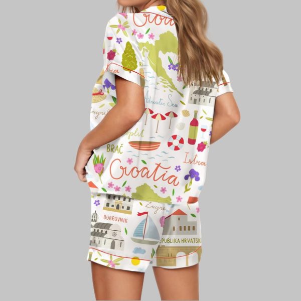 Croatia Travel Satin Pajama Set