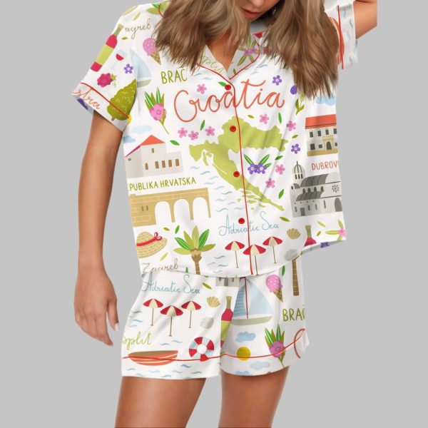 Croatia Travel Satin Pajama Set