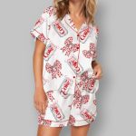 Diet Drinks Pink Bow Coquette Satin Pajama Set