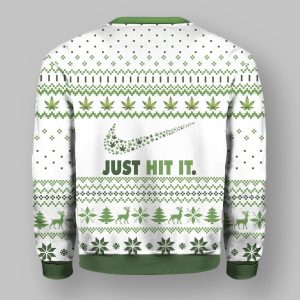 Just Hit It Marijuana Christmas Ugly Sweater