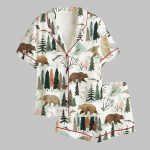 Fishing Bear Woodland Satin Pajama Set