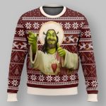 Funny Shrek Jesus Ugly Christmas Sweater