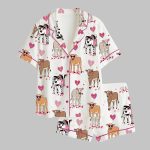 Highland Cow Western Valentines Day Satin Pajama Set