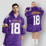 Jefferson 18 Vikings Football Unisex Blanket Hoodie
