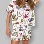 Mardi Gras Beads King Cake Crawfish Pajama Set