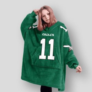 Brown 11 Eagles Football Unisex Blanket Hoodie
