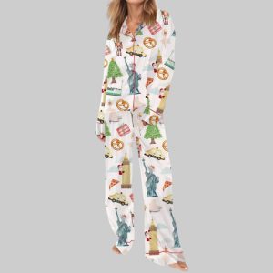 Christmas New York Satin Pajama Set