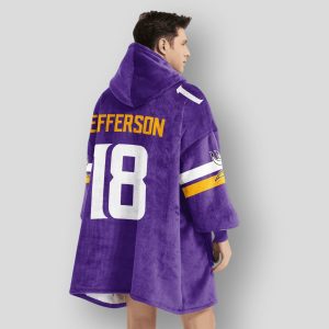 Jefferson 18 Vikings Football Unisex Blanket Hoodie