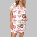 Pink Coquette Baseball Satin Pajama Set