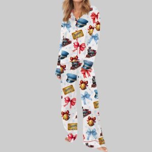 Coquette Christmas Train Movie Satin Pajama Set