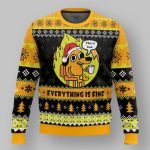 This Is fine Everything Is Fine Dog Meme Ugly Christmas Sweater