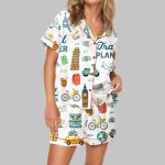 Travel Planner Satin Pajama Set