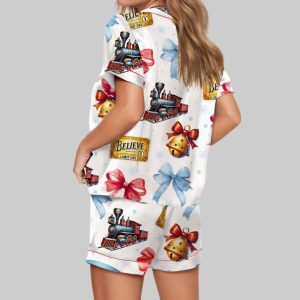Coquette Christmas Train Movie Satin Pajama Set