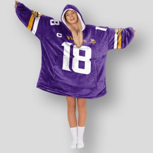 Jefferson 18 Vikings Football Unisex Blanket Hoodie