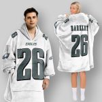 White Saquon Barkley Eagles Football Unisex Blanket Hoodie