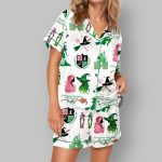 Wicked Print Satin Pajama Set For Women