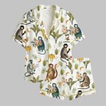 Wildflower Bouquets With A Side Of Monkey Bananas Satin Pajama Set