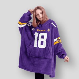 Jefferson 18 Vikings Football Unisex Blanket Hoodie