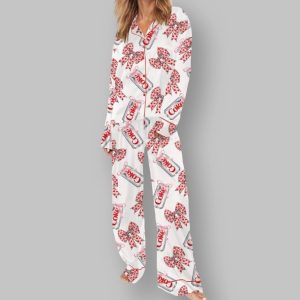 Diet Drinks Pink Bow Coquette Satin Pajama Set
