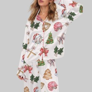 Coquette Christmas Baseball Satin Pajama Set