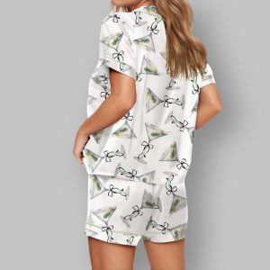 Martini Bow Satin Pajama Set