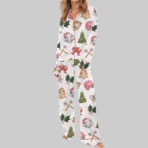 Coquette Christmas Baseball Satin Pajama Set