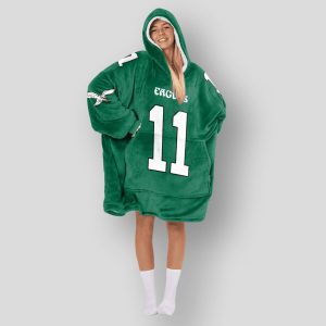 Brown 11 Eagles Football Unisex Blanket Hoodie