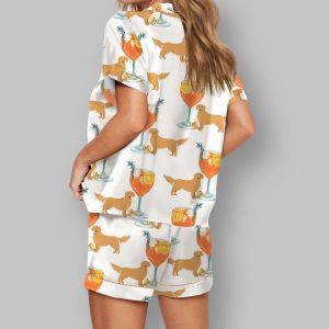 Aperol Spritz And Golden Retriever Satin Pajama Set