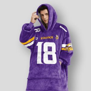 Jefferson 18 Vikings Football Unisex Blanket Hoodie