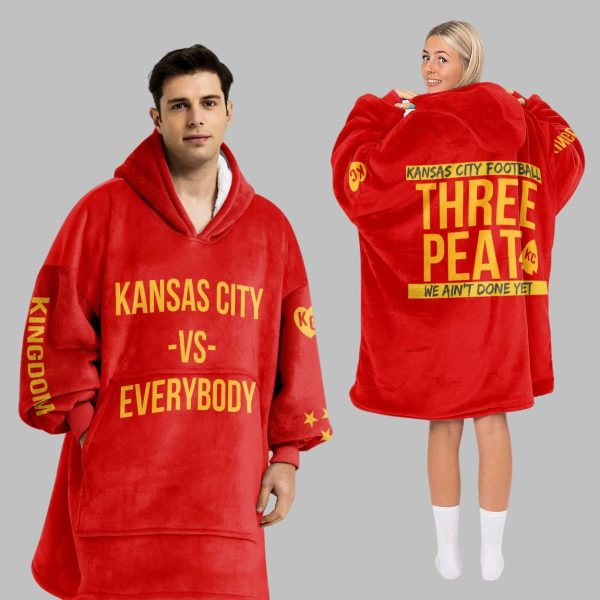 3 Peat Kansas City Football Unisex Blanket Hoodie