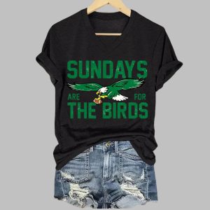 Sundays Are For The Birds Eagles Print V neck T shirt