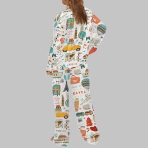 Time To Travel Satin Pajama Set