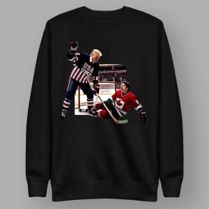 Trump Defeating Justin Trudeau Funny Hockey Shirt
