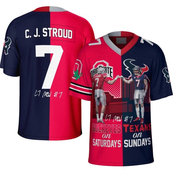 C J Stroud 7 Buckeyes On Saturdays Texans On Sundays Jersey