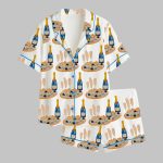 Champagne Glasses Caviar Satin Pajama Set