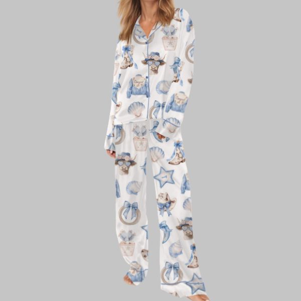 Coquette Coastal Cowgirl Satin Pajama Set