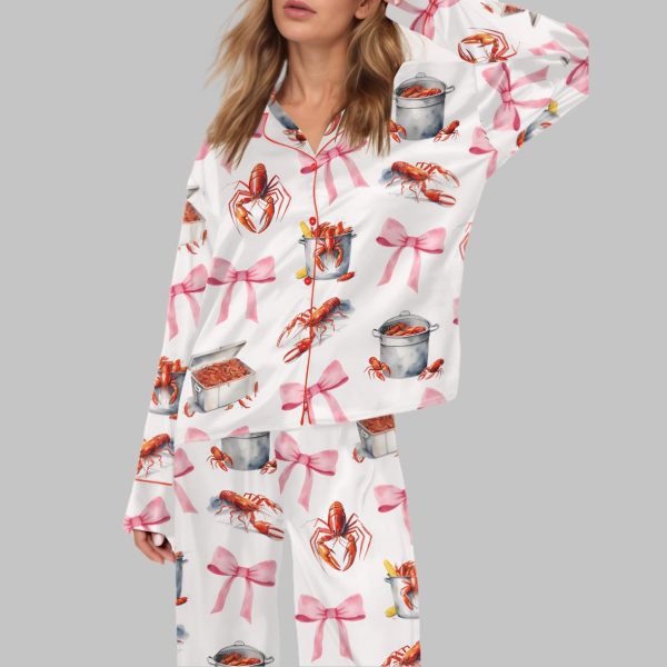 Crawfish Coquette Satin Pajama Set