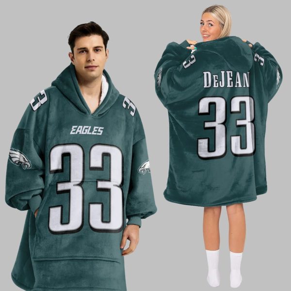 DeJean 33 Eagles Football Unisex Blanket Hoodie