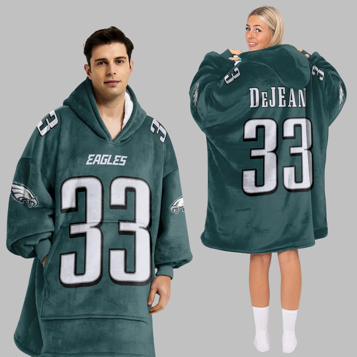 DeJean 33 Eagles Football Unisex Blanket Hoodie DeJean 33 Eagles Football Unisex Blanket Hoodie