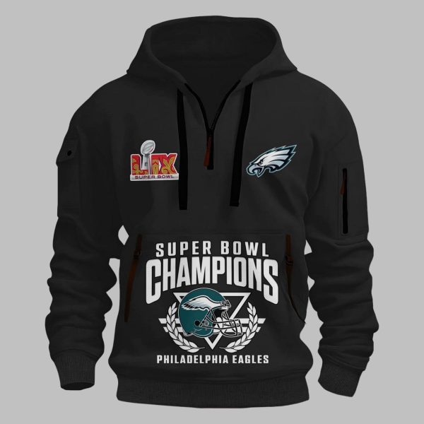 Eagles Super Bowl LIX Champions Quarter Zip Hoodie