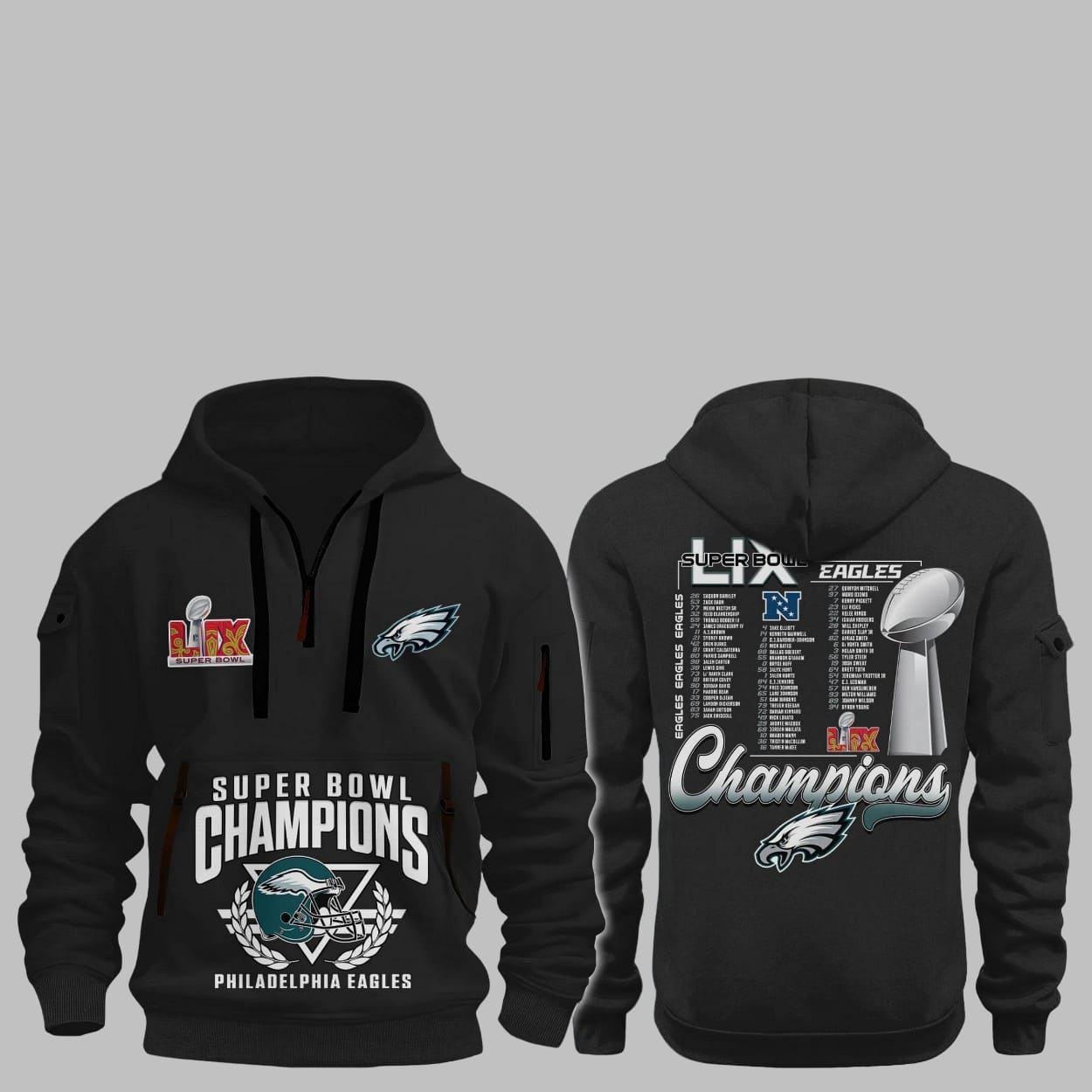 Eagles Super Bowl LIX Champions Quarter Zip Hoodie Eagles Super Bowl LIX Champions Quarter Zip Hoodie